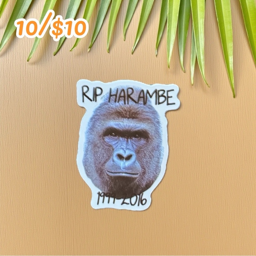 RIP Harambe Gorilla Meme Sticker – Approx. 2 1/2”